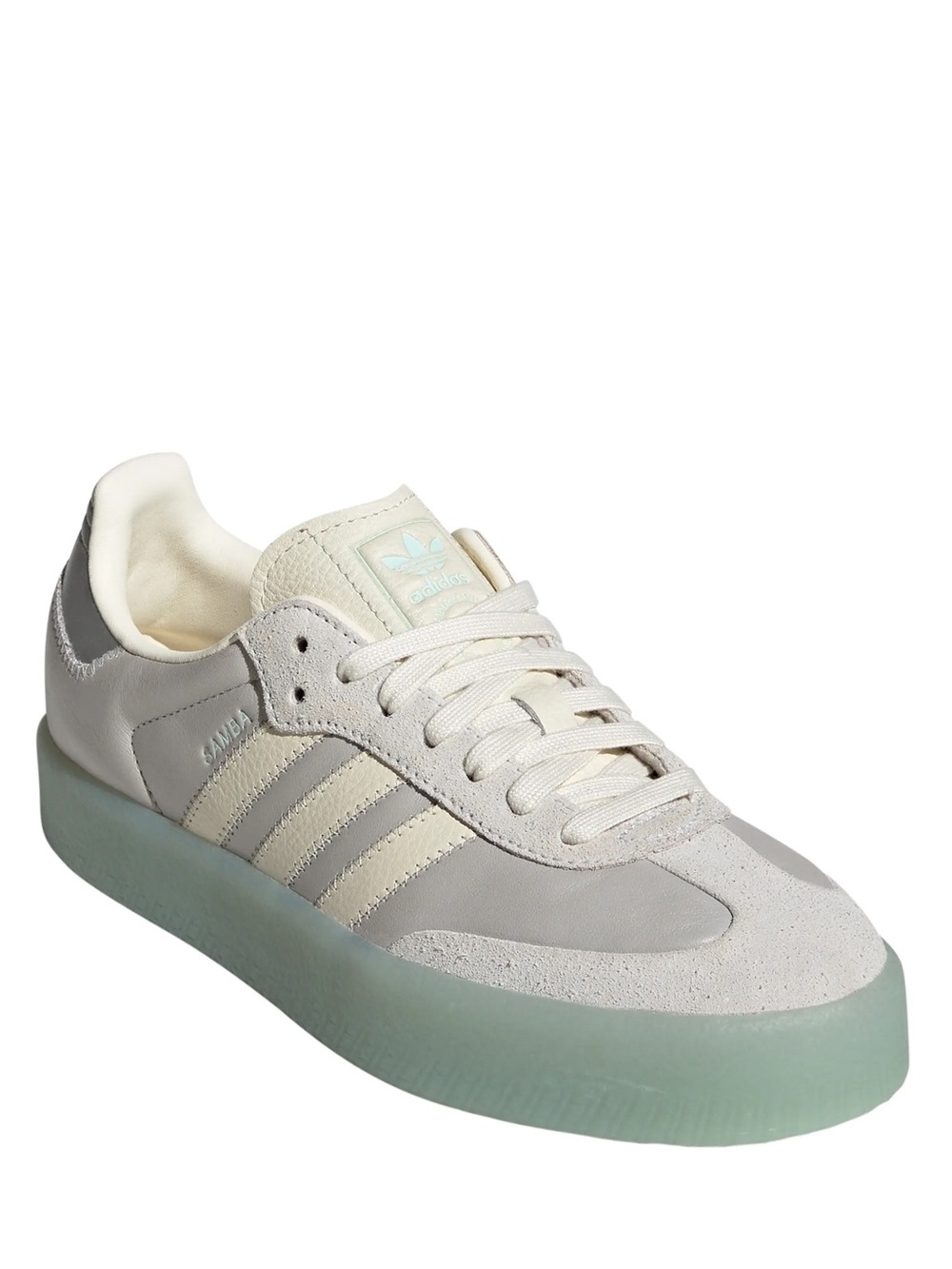 Adidas Samba Platform Sneaker in Light Gray & Mint Green